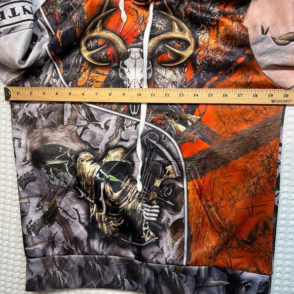 BOW HUNTER Hoodie Mens Size US Small Blaze Oranger Skull Ghost Face - Picture 13 of 14